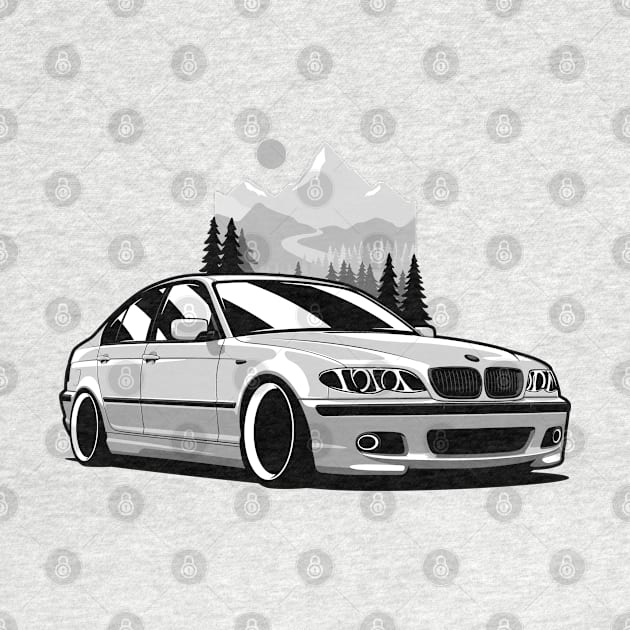 White E46 Sedan Mountains by KaroCars